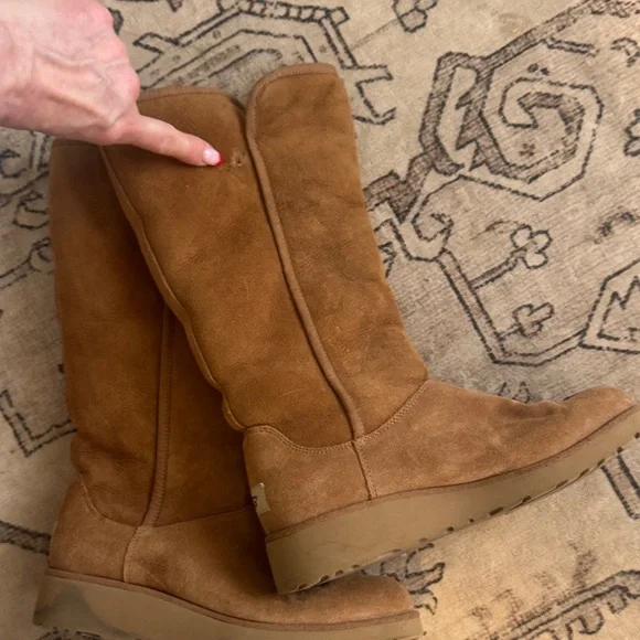 Ugg Chestnut Suede Wedge Boots - Picture 3 of 5